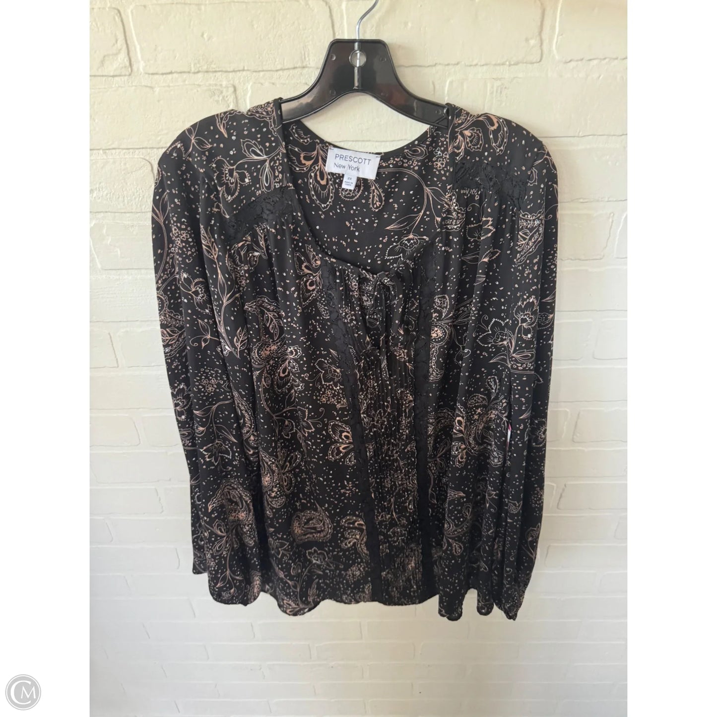 Top Long Sleeve By Clothes Mentor In Black & Brown, Size: 2x