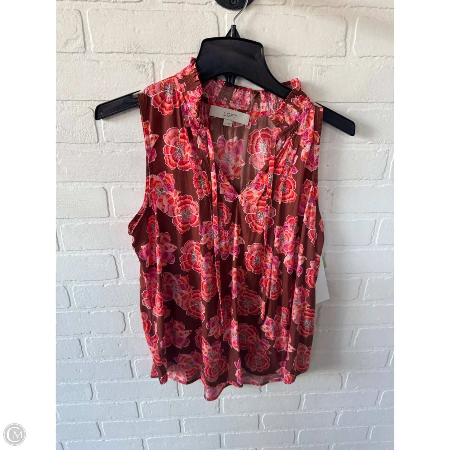 Top Sleeveless By Loft In Brown & Orange, Size: M
