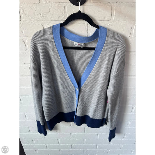 Sweater Cardigan By Vineyard Vines In Blue & Grey, Size: S