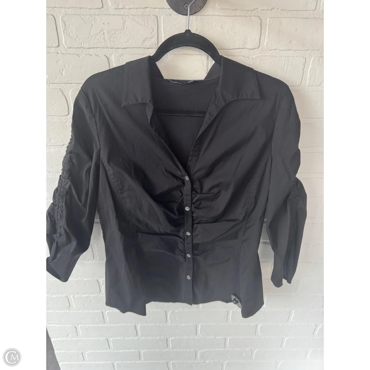 Top 3/4 Sleeve Designer By Lafayette 148 In Black, Size: L