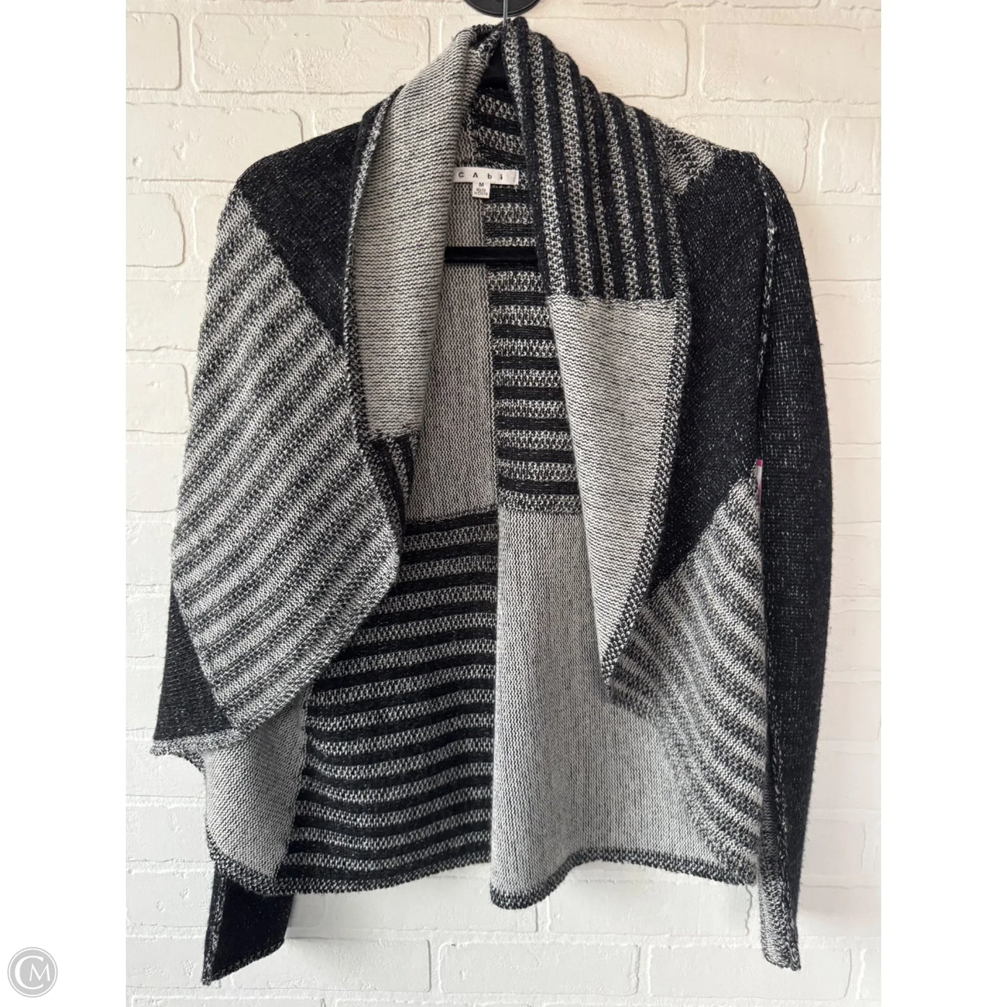 Sweater Cardigan By Cabi In Black & Grey, Size: M