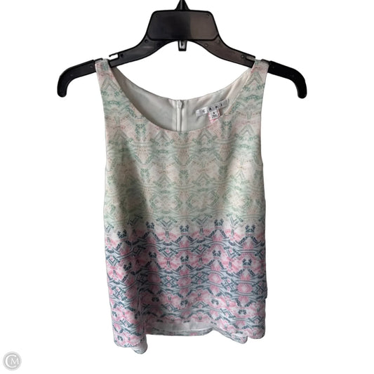 Top Sleeveless By Cabi In Green & Orange, Size: S