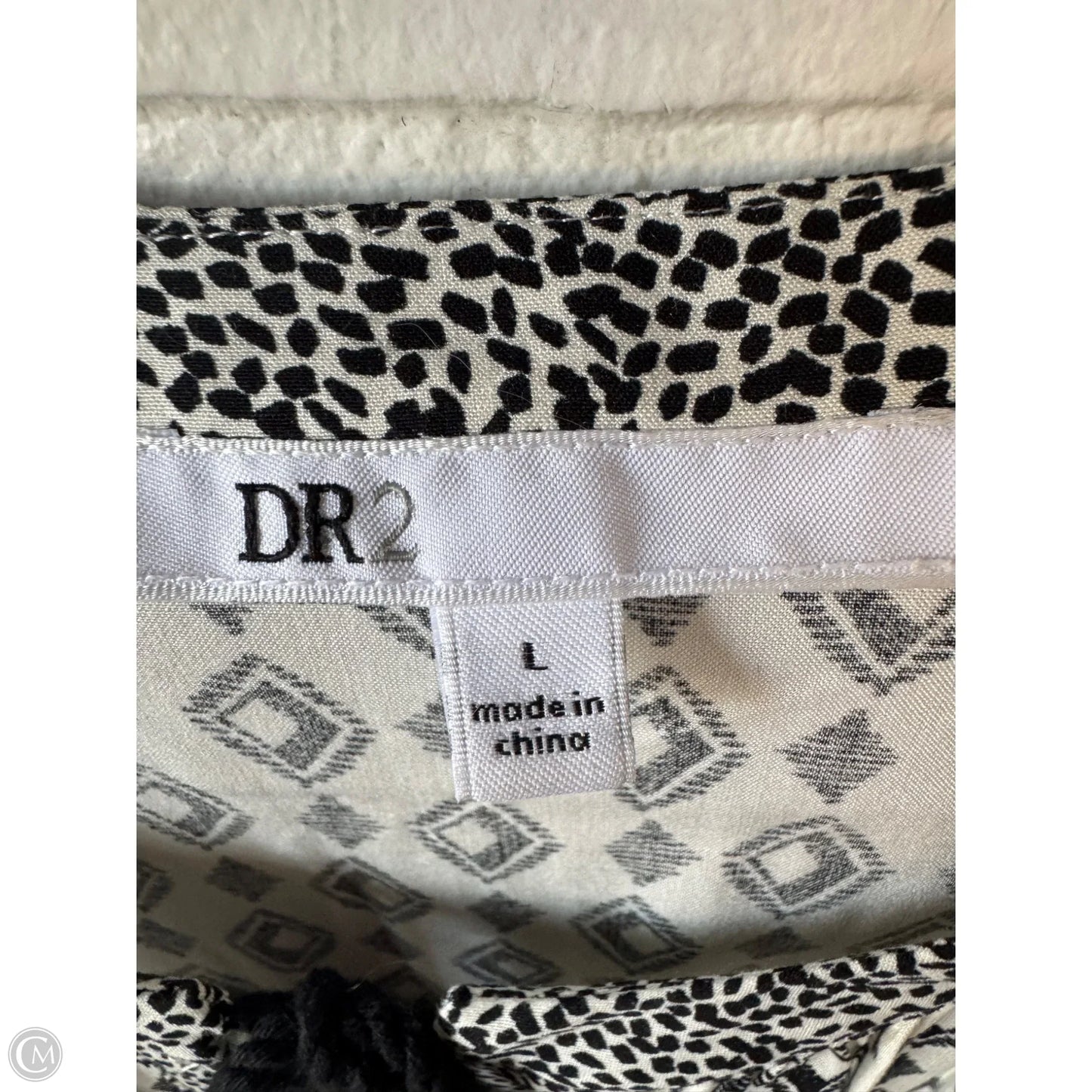 Top 3/4 Sleeve By Dr2 In Black & Cream, Size: L