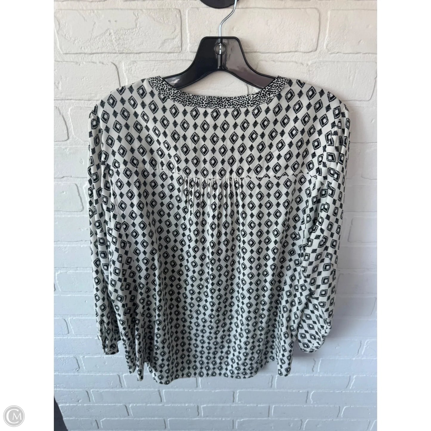 Top 3/4 Sleeve By Dr2 In Black & Cream, Size: L