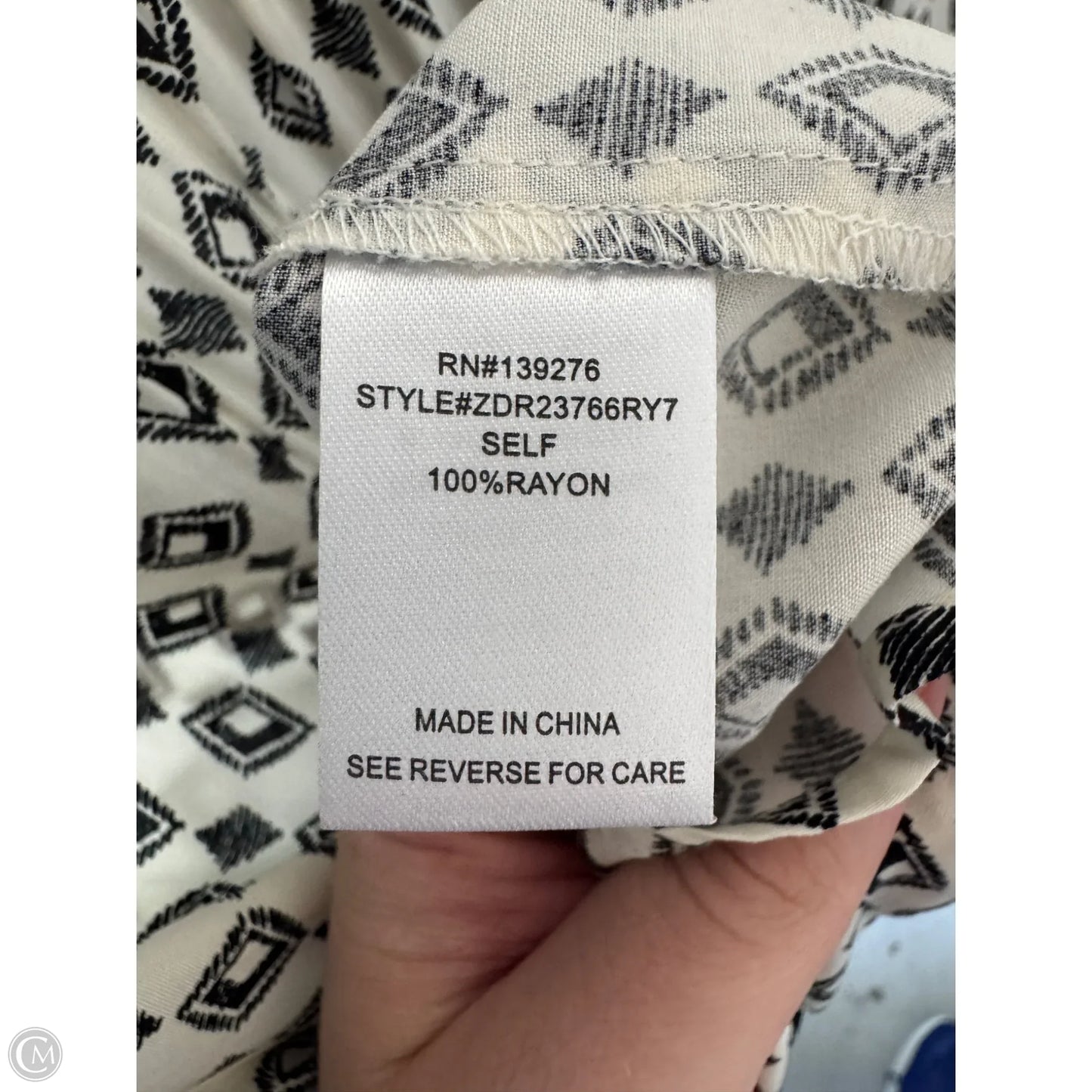 Top 3/4 Sleeve By Dr2 In Black & Cream, Size: L