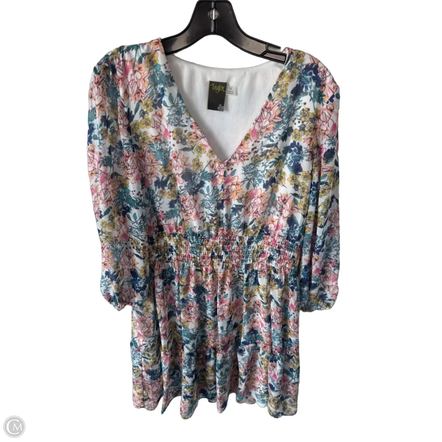 Dress Casual Short By Taylor In Blue & Pink, Size: L