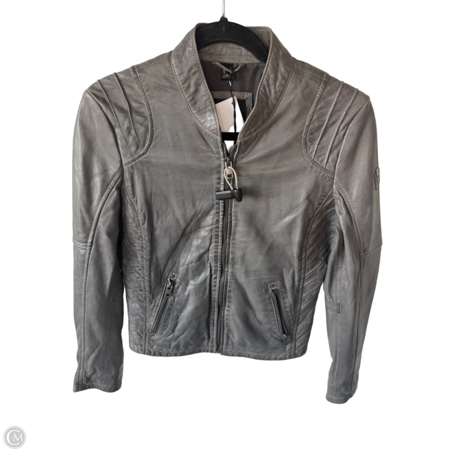 Jacket Leather By Cma In Grey, Size: S