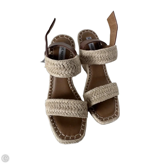 Sandals Heels Wedge By Steve Madden In Brown & Tan, Size: 9