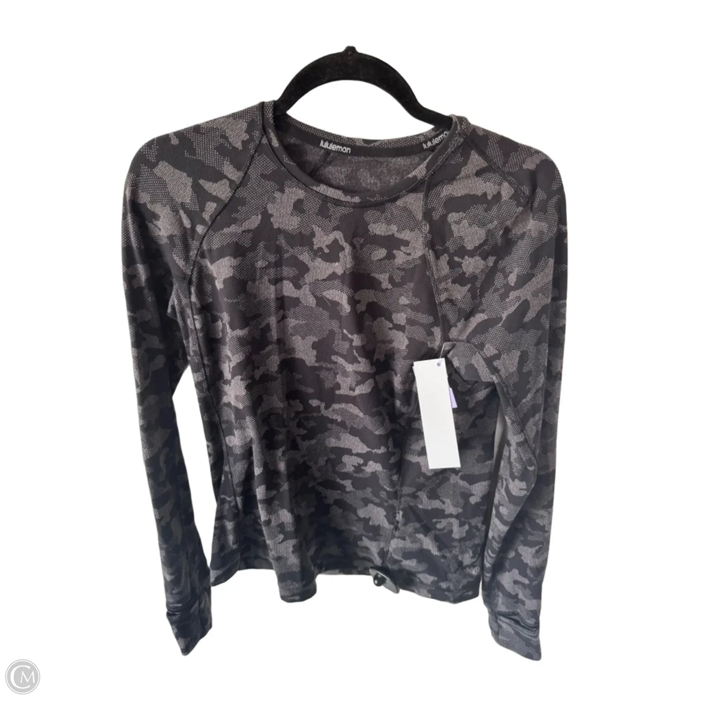 Athletic Top Long Sleeve Crewneck By Lululemon In Black & Grey, Size: M