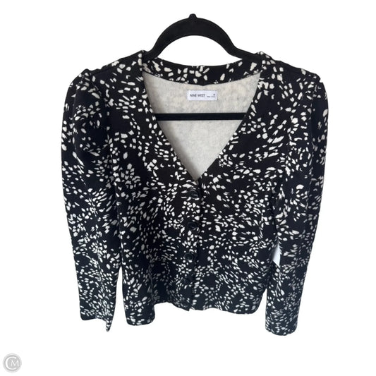 Sweater Cardigan By Nine West In Black & White, Size: M
