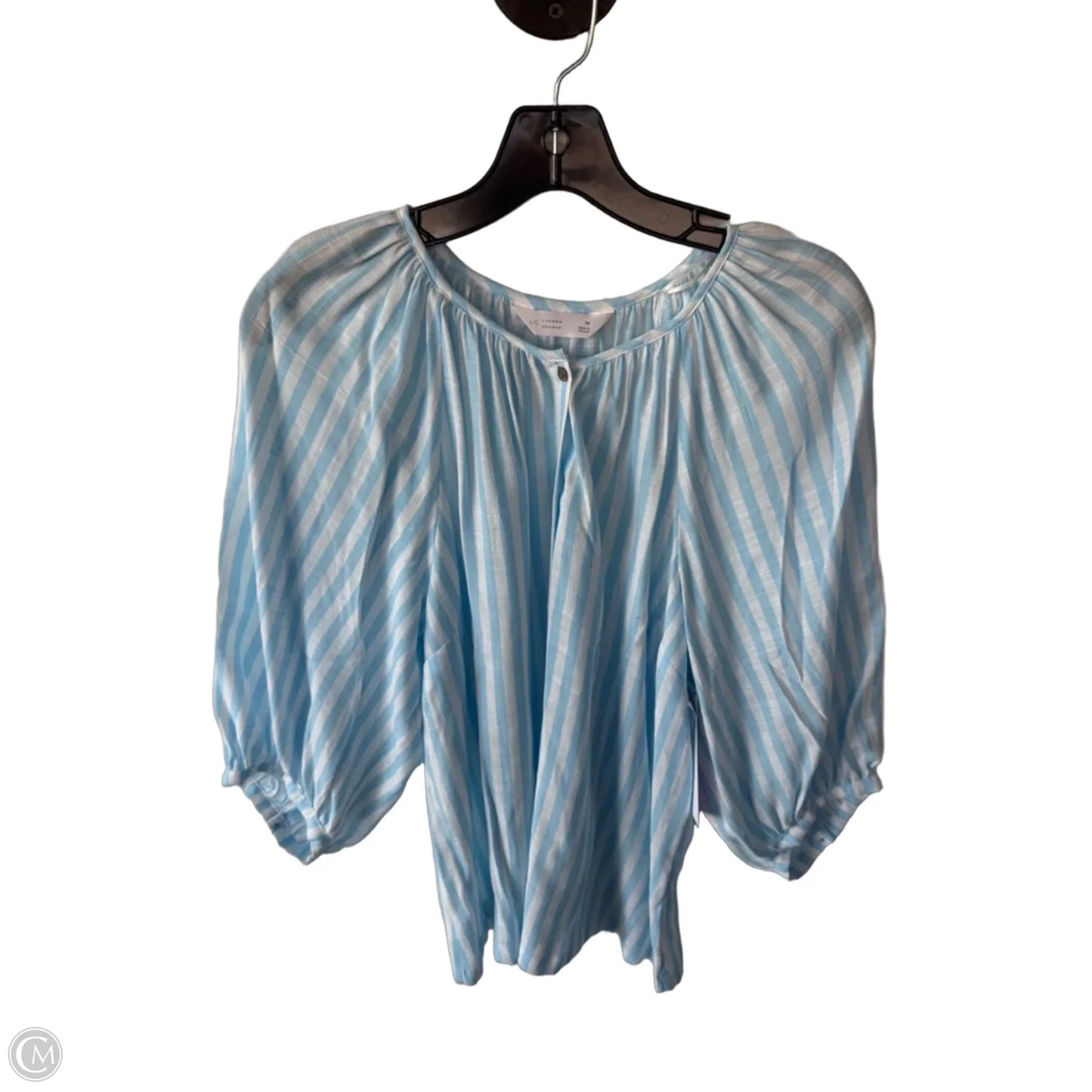 Top 3/4 Sleeve By Lc Lauren Conrad In Blue & White, Size: M