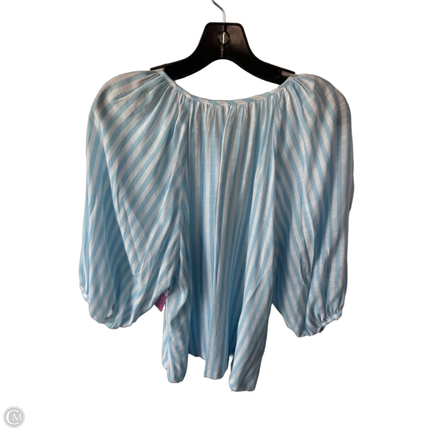 Top 3/4 Sleeve By Lc Lauren Conrad In Blue & White, Size: M