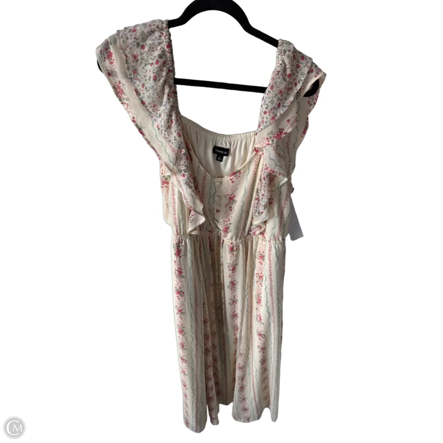 Dress Casual Maxi By Torrid In Cream & Pink, Size: 2x