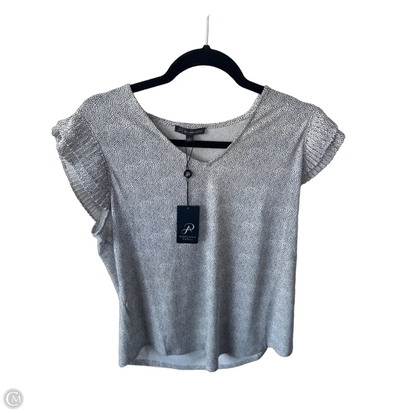 Top Short Sleeve By Adrianna Papell In Black & White, Size: L