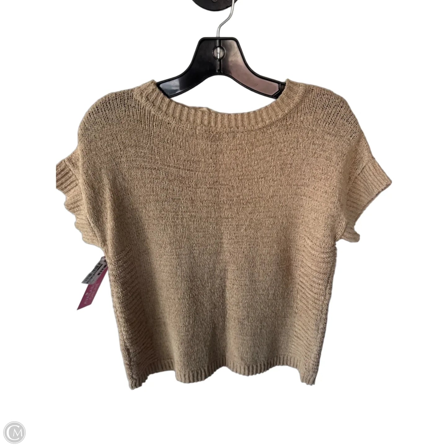 Sweater Short Sleeve By Cable And Gauge In Tan, Size: M