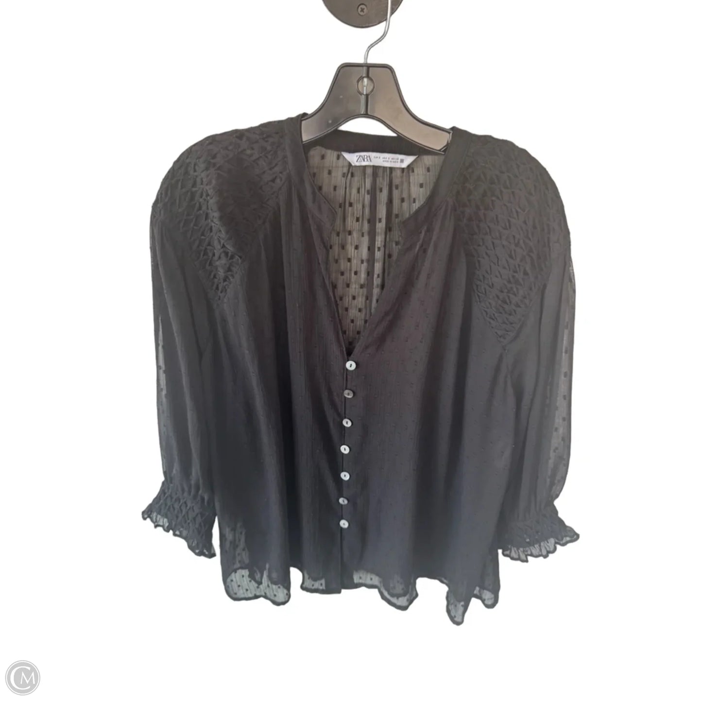 Top 3/4 Sleeve By Zara In Black, Size: S