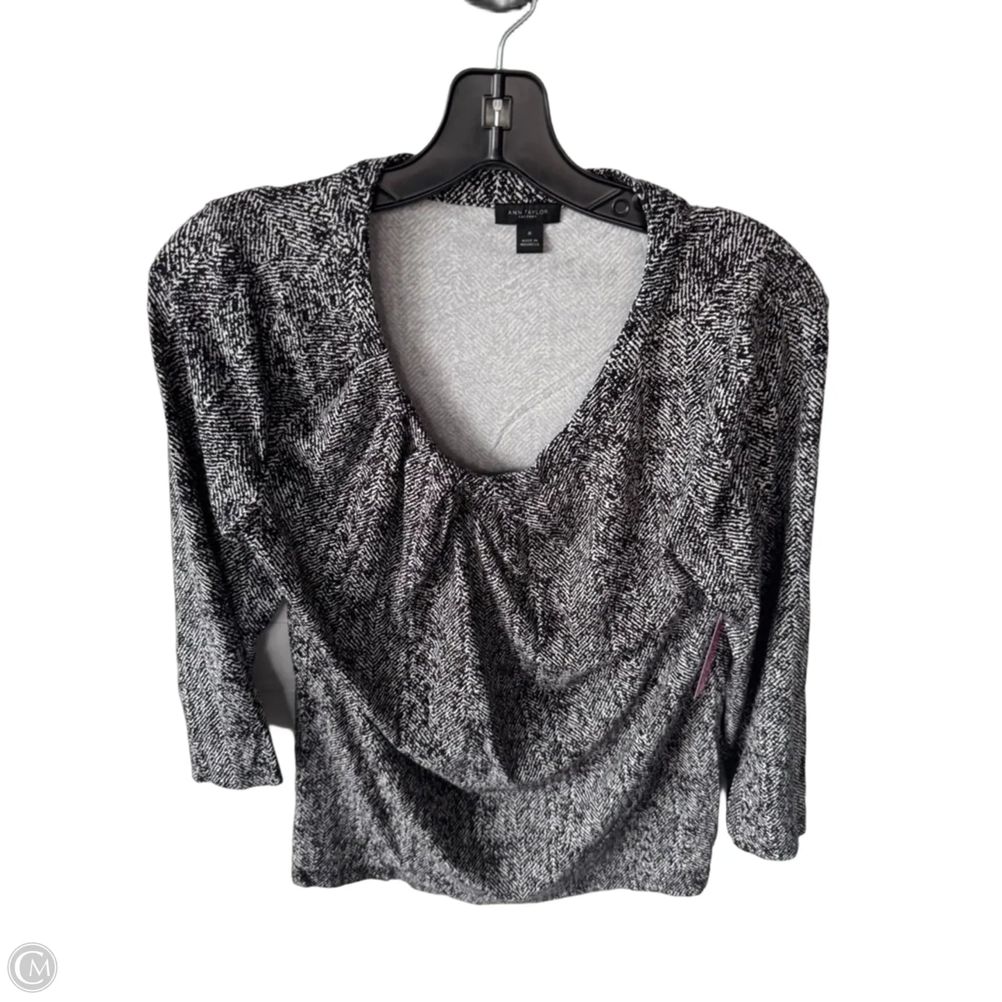 Top 3/4 Sleeve By Ann Taylor In Black & White, Size: M