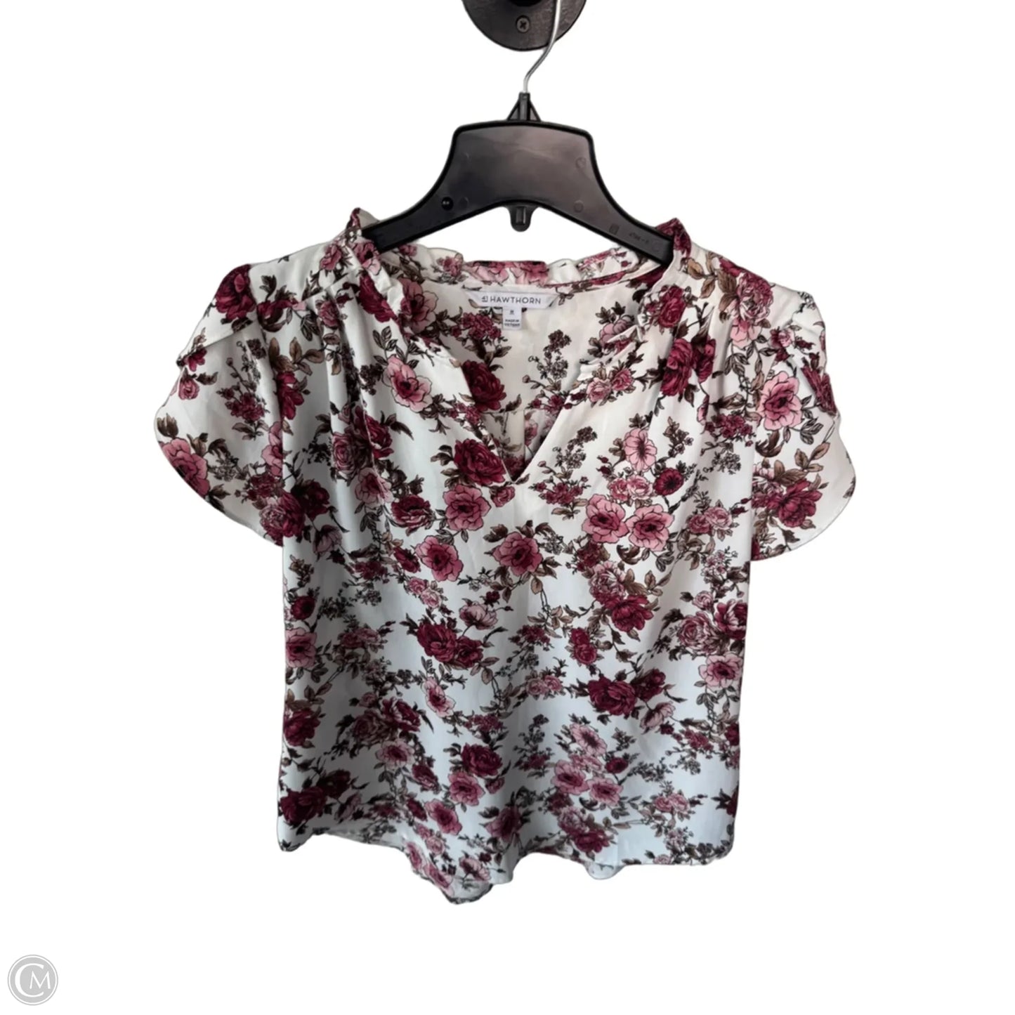 Top Short Sleeve By 41 Hawthorn In Pink & White, Size: M