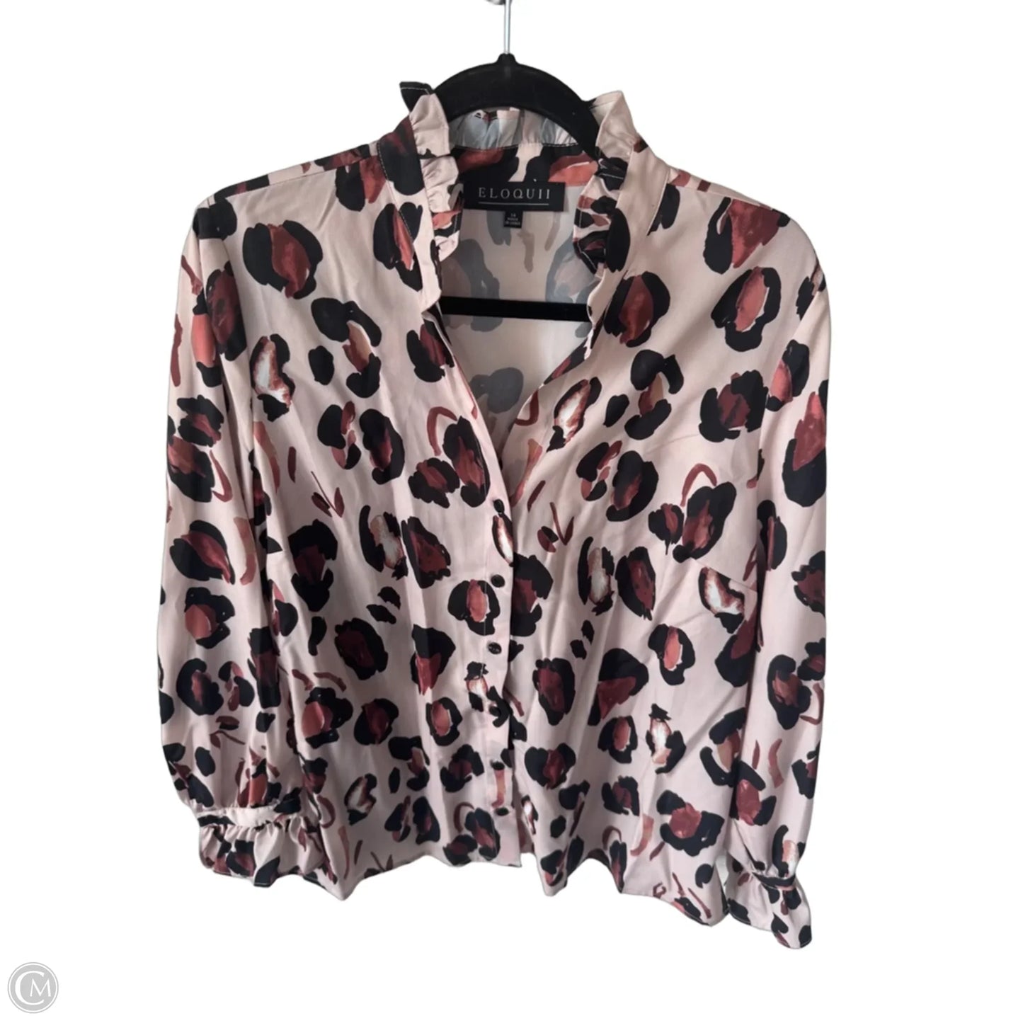 Top Long Sleeve By Eloquii In Black & Brown, Size: L