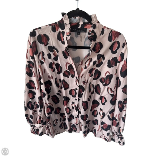 Top Long Sleeve By Eloquii In Black & Brown, Size: L