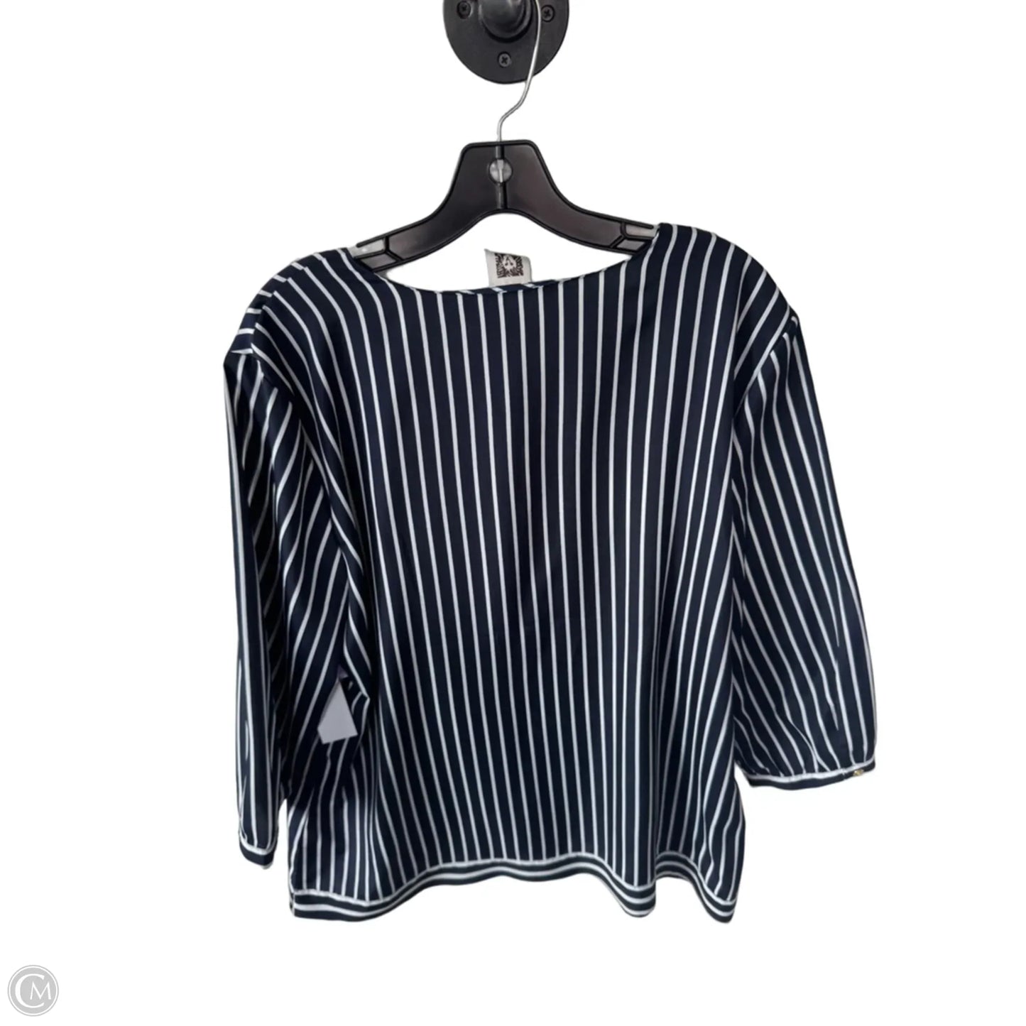Top 3/4 Sleeve By Anne Klein In Blue & White, Size: Xl