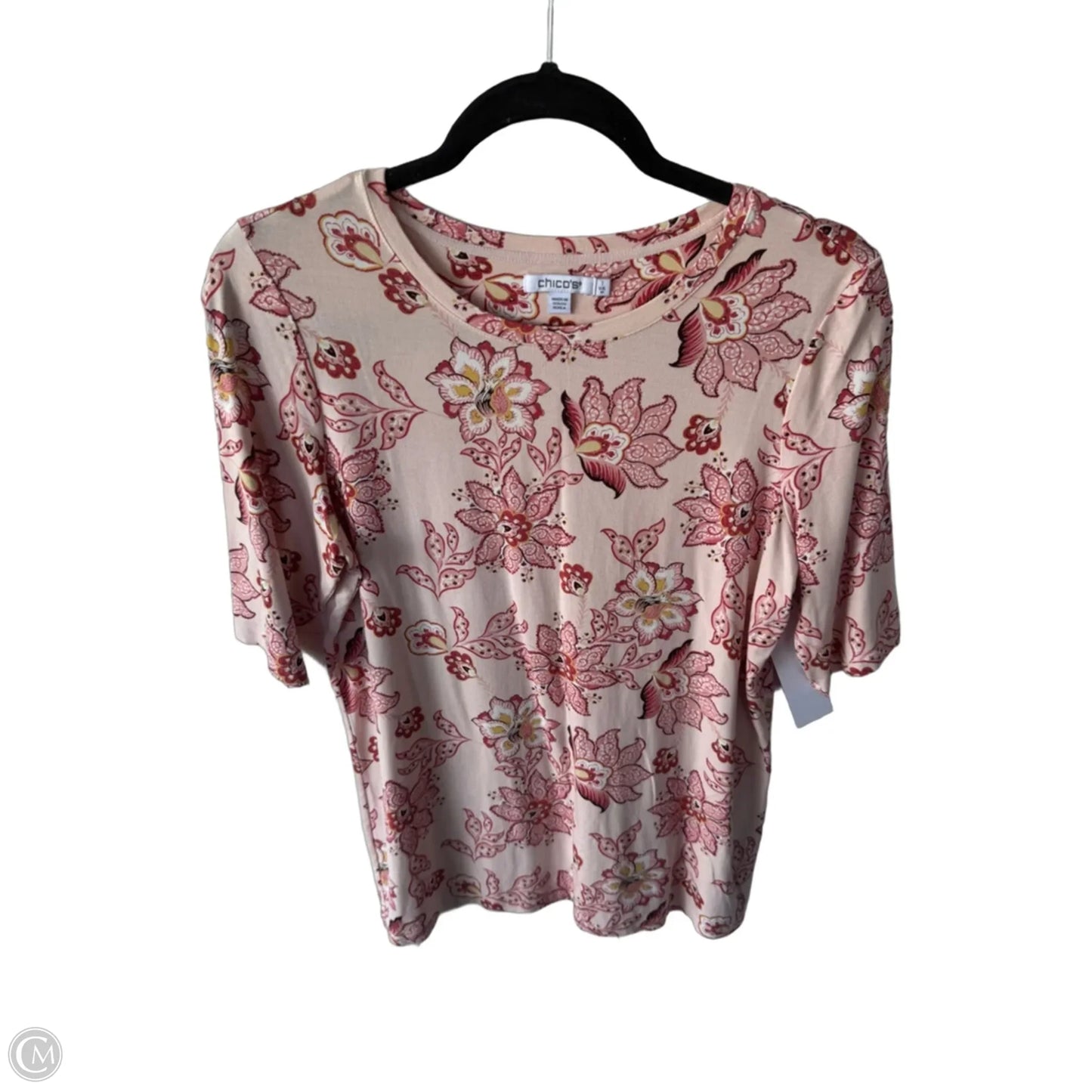 Top Short Sleeve By Chicos In Pink, Size: M