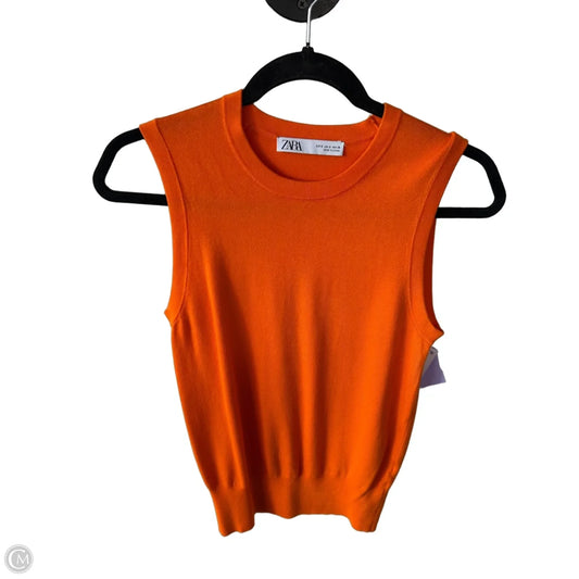 Vest Sweater By Zara In Orange, Size: S