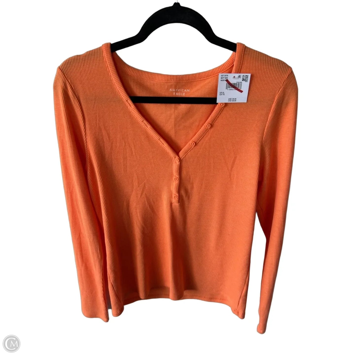 Top Long Sleeve Basic By American Eagle In Orange, Size: Xl