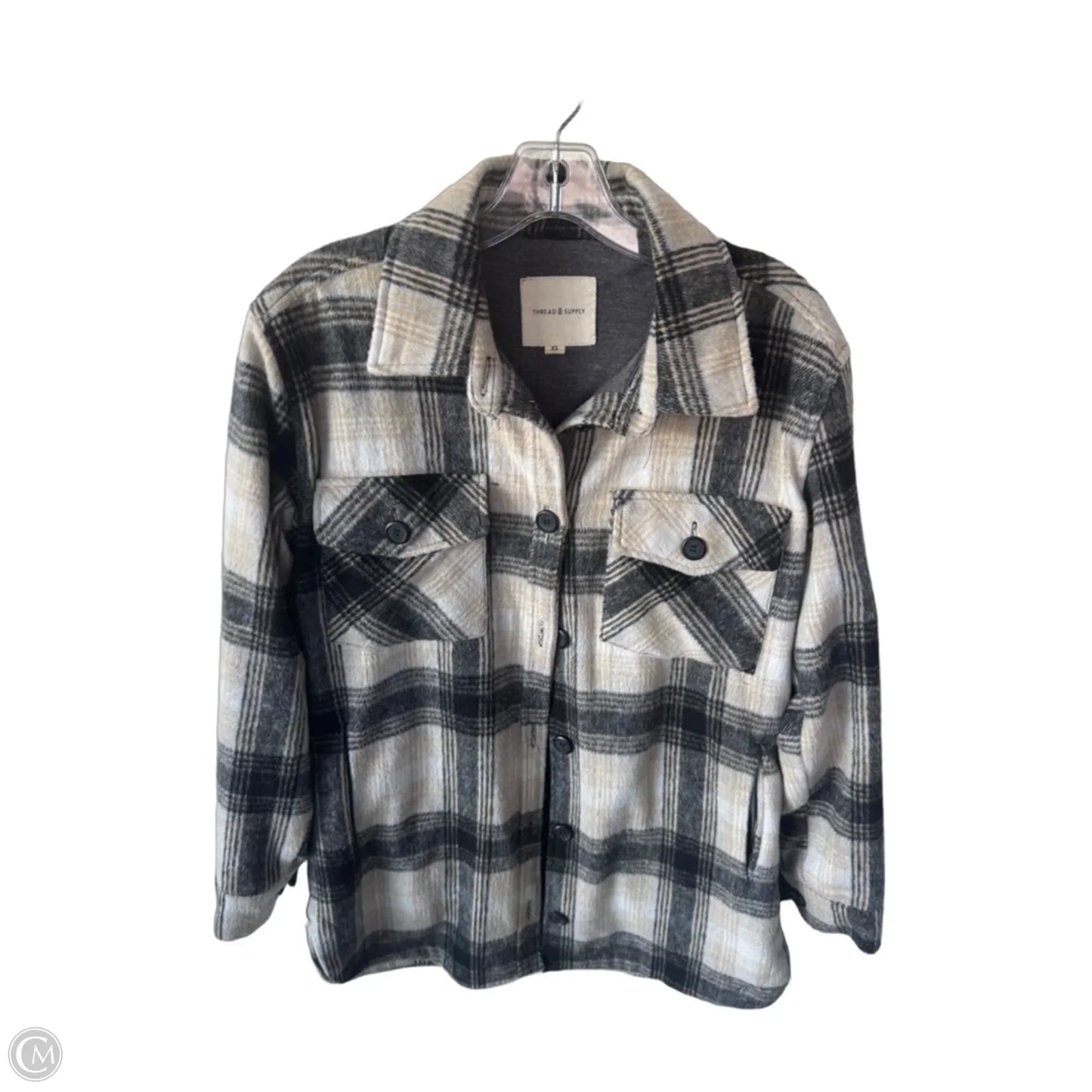 Jacket Shirt By Thread And Supply In Grey & Tan, Size: Xs