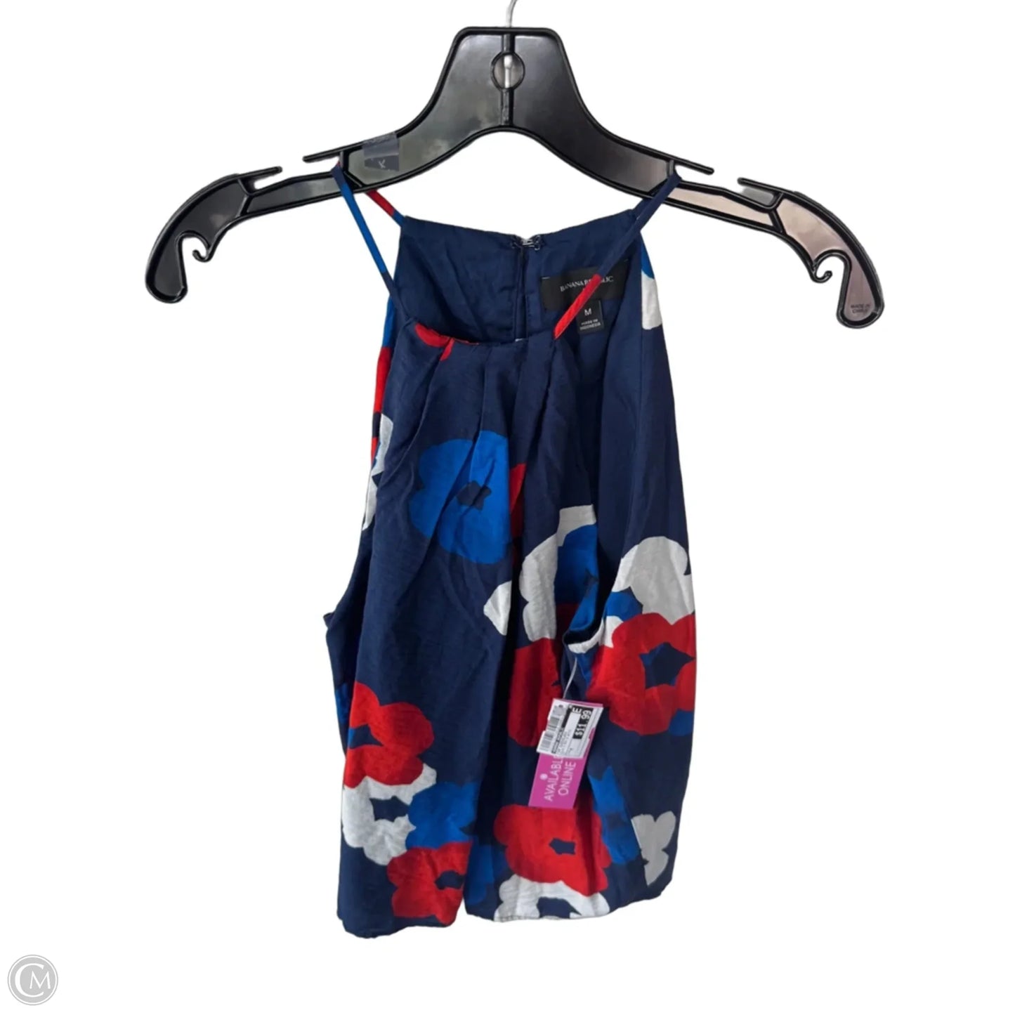 Top Sleeveless By Banana Republic In Blue & Red & White, Size: M