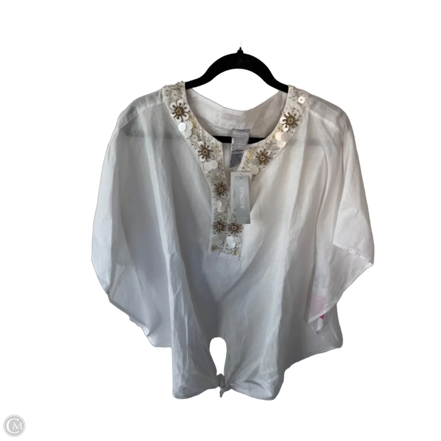 Top Short Sleeve By Chicos In White, Size: L