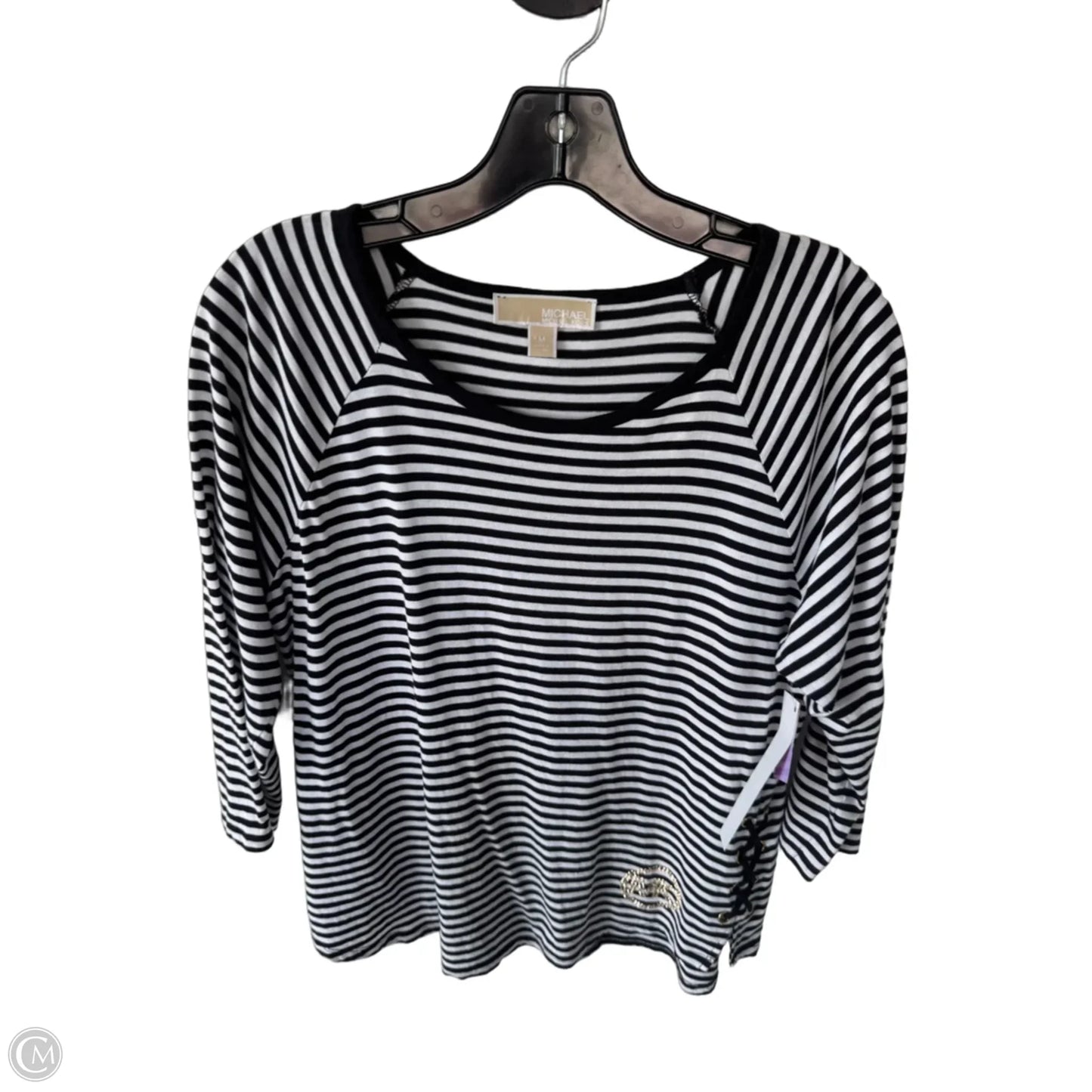 Top 3/4 Sleeve By Michael By Michael Kors In Black & White, Size: M