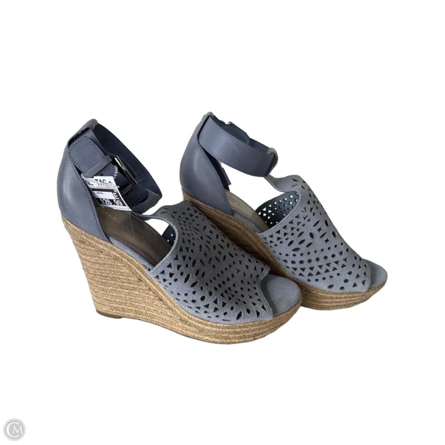 Sandals Heels Wedge By Marc Fisher In Blue & Tan, Size: 9