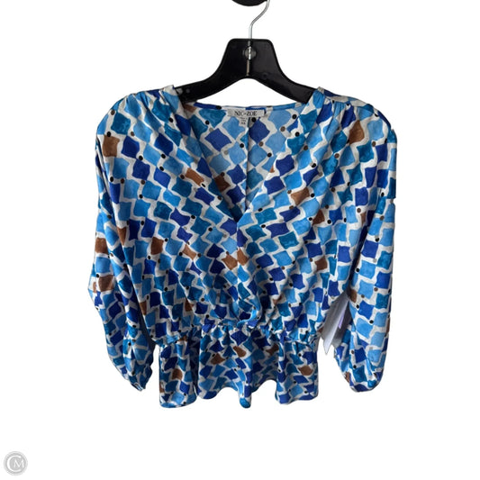 Top Long Sleeve By Nic + Zoe In Blue & Brown, Size: Xs