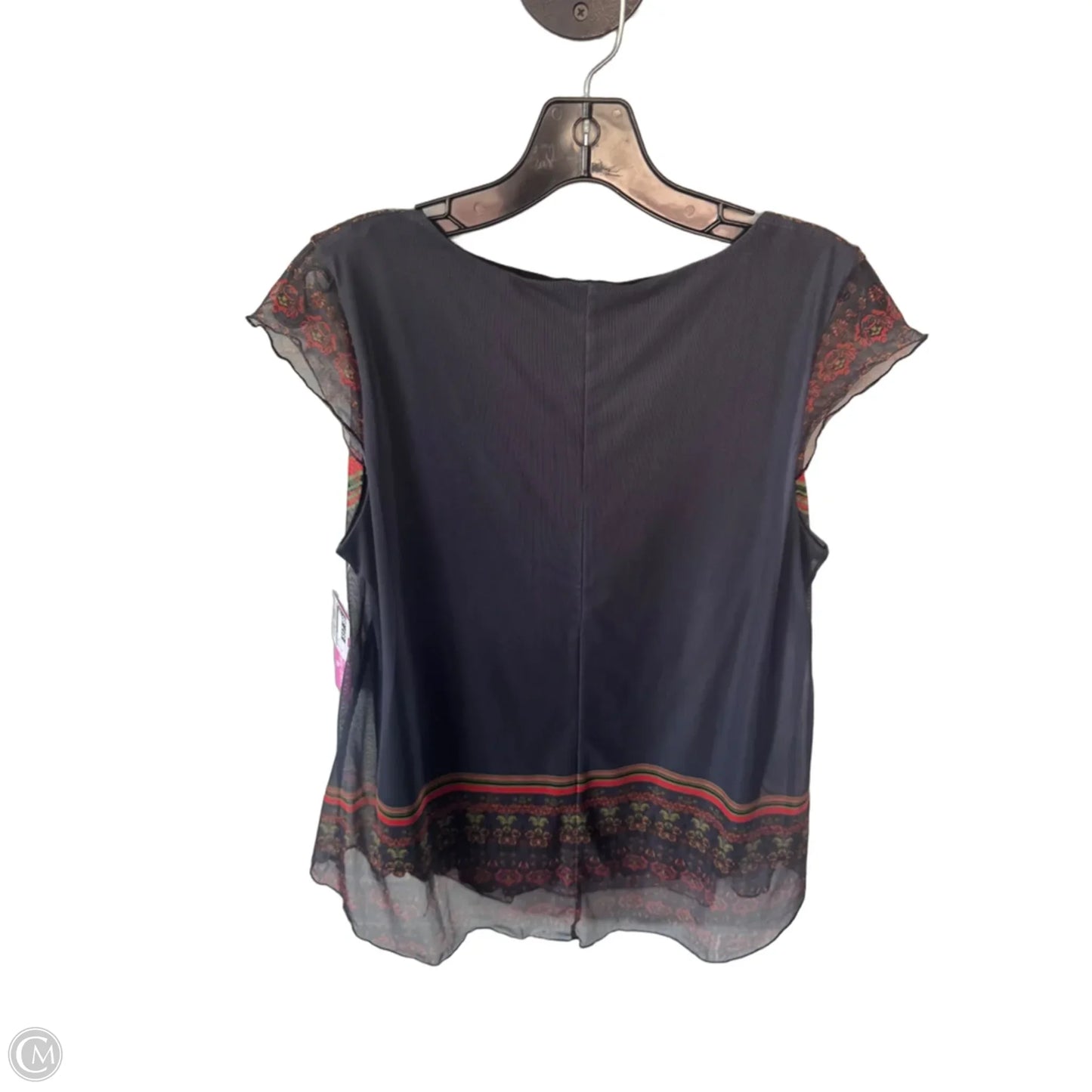 Top Short Sleeve By Desigual In Grey & Red, Size: L