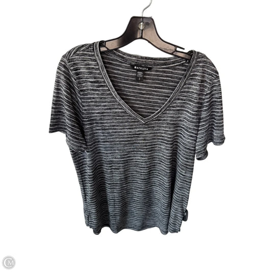 Athletic Top Short Sleeve By Athleta In Black & White, Size: L