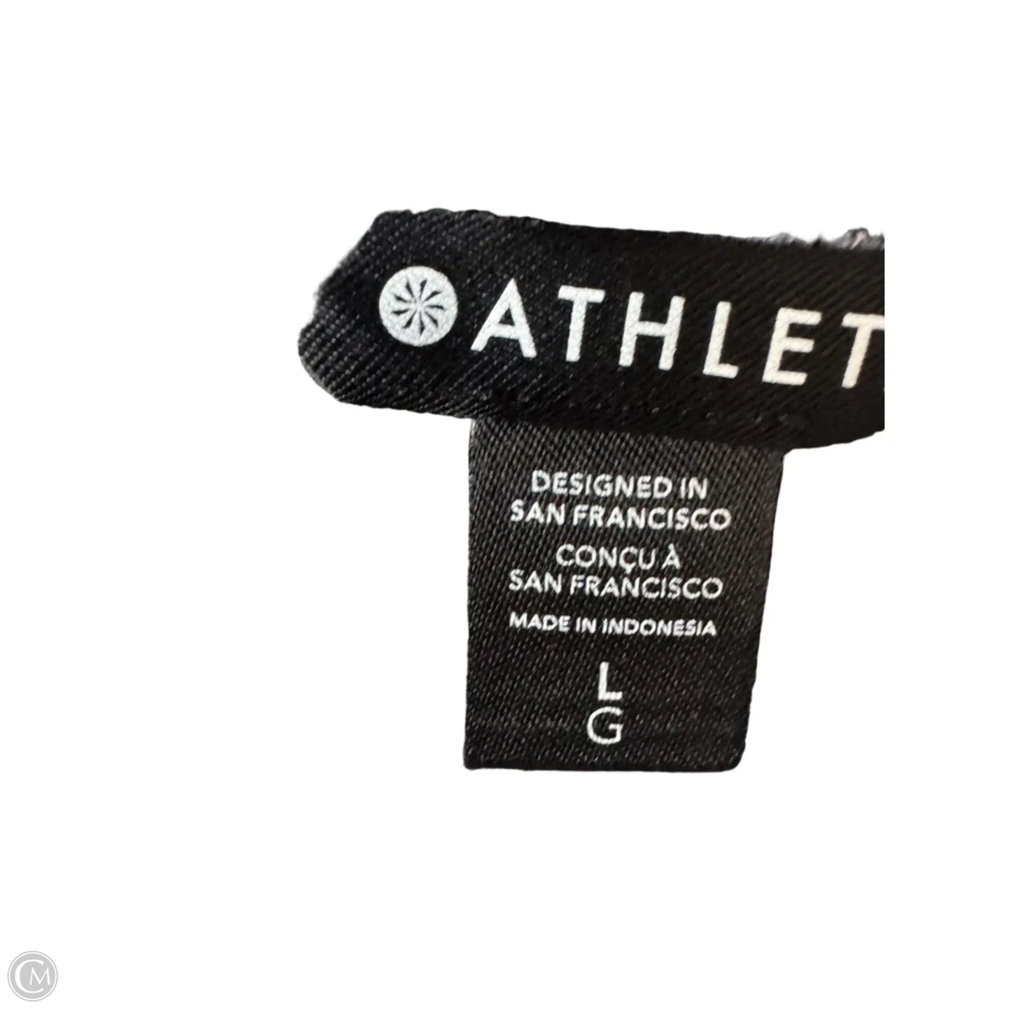 Athletic Top Short Sleeve By Athleta In Black & White, Size: L