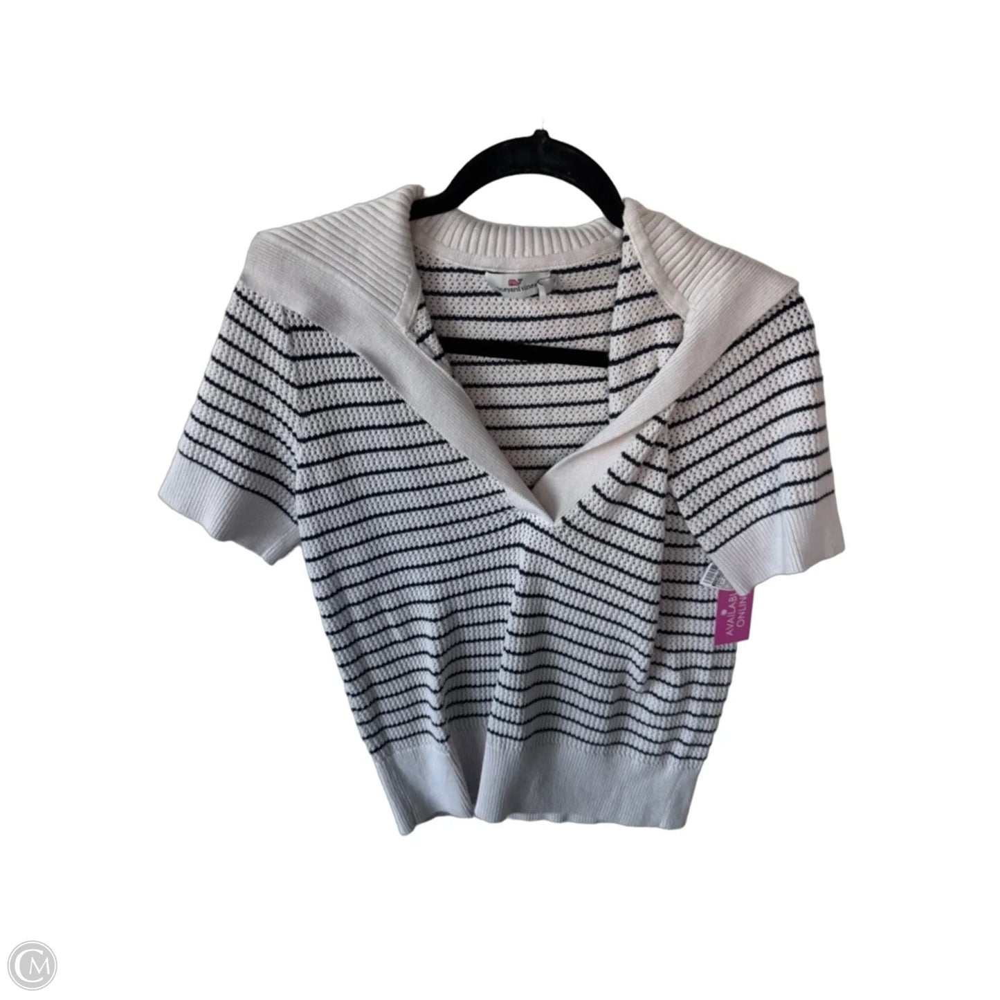 Sweater Short Sleeve By Vineyard Vines In Blue & Cream, Size: M