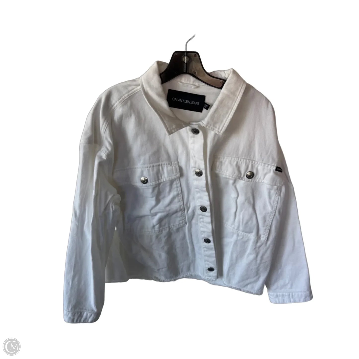 Jacket Denim By Calvin Klein In White Denim, Size: Xl