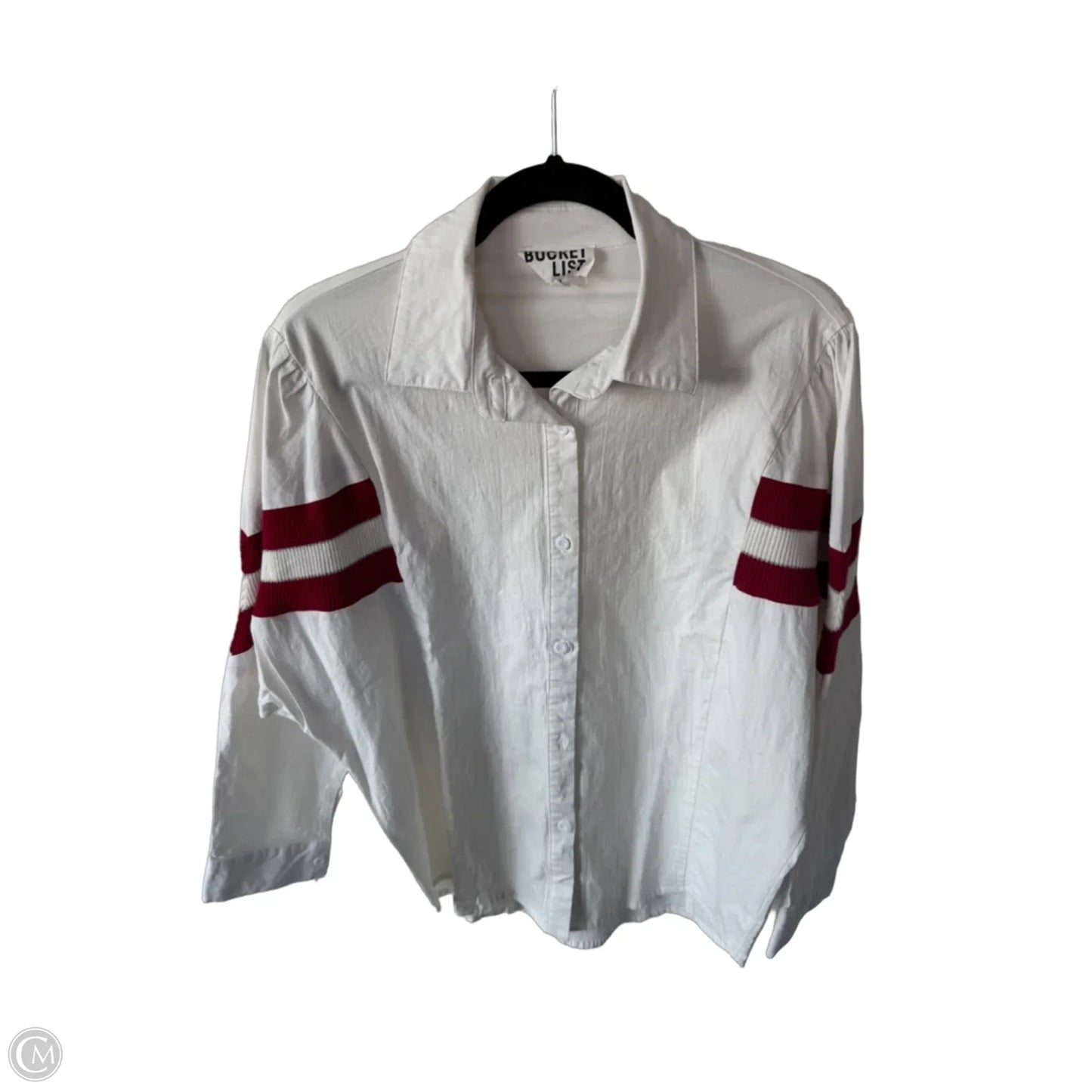 Top Long Sleeve By Bucketlist In Red & White, Size: M