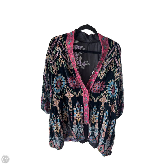 Kimono Designer By Johnny Was In Black & Blue, Size: M