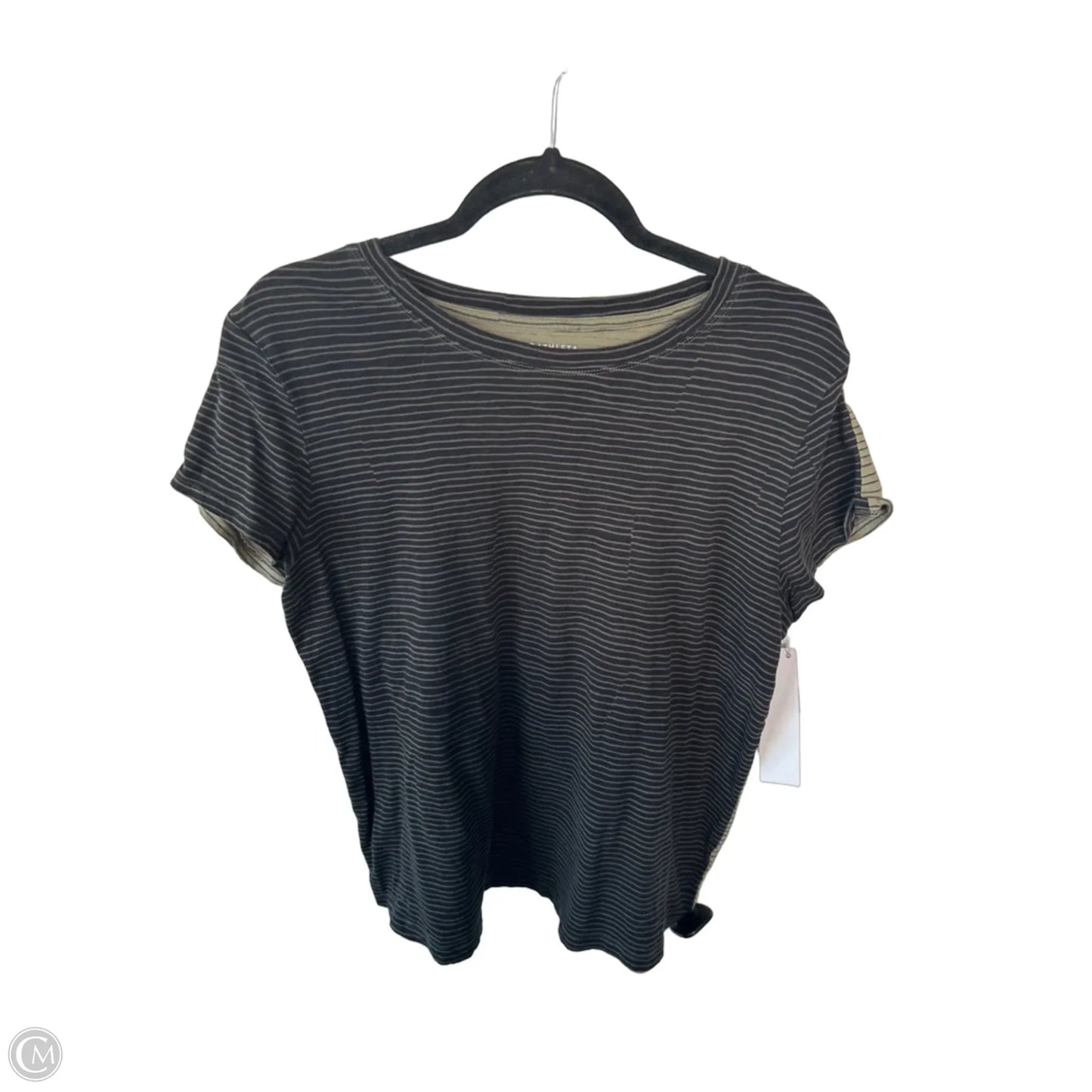Athletic Top Short Sleeve By Athleta In Black & Green, Size: L