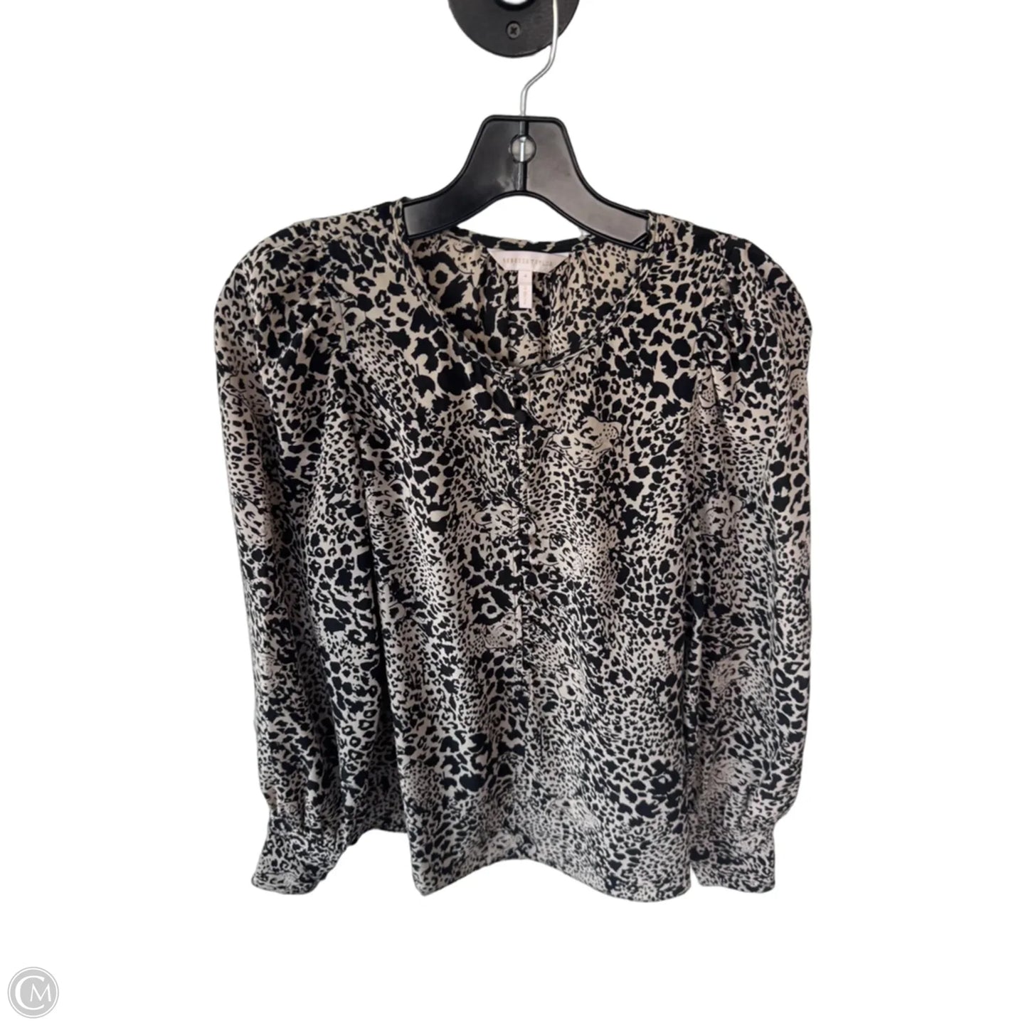 Top Long Sleeve By Rebecca Taylor In Black & Tan, Size: S