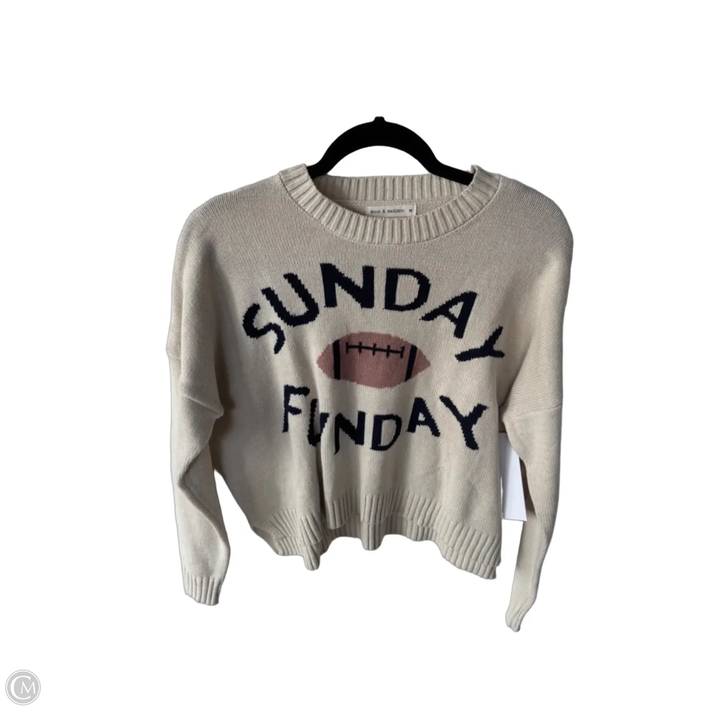Sweater By Moon And Madison In Cream & Tan, Size: M