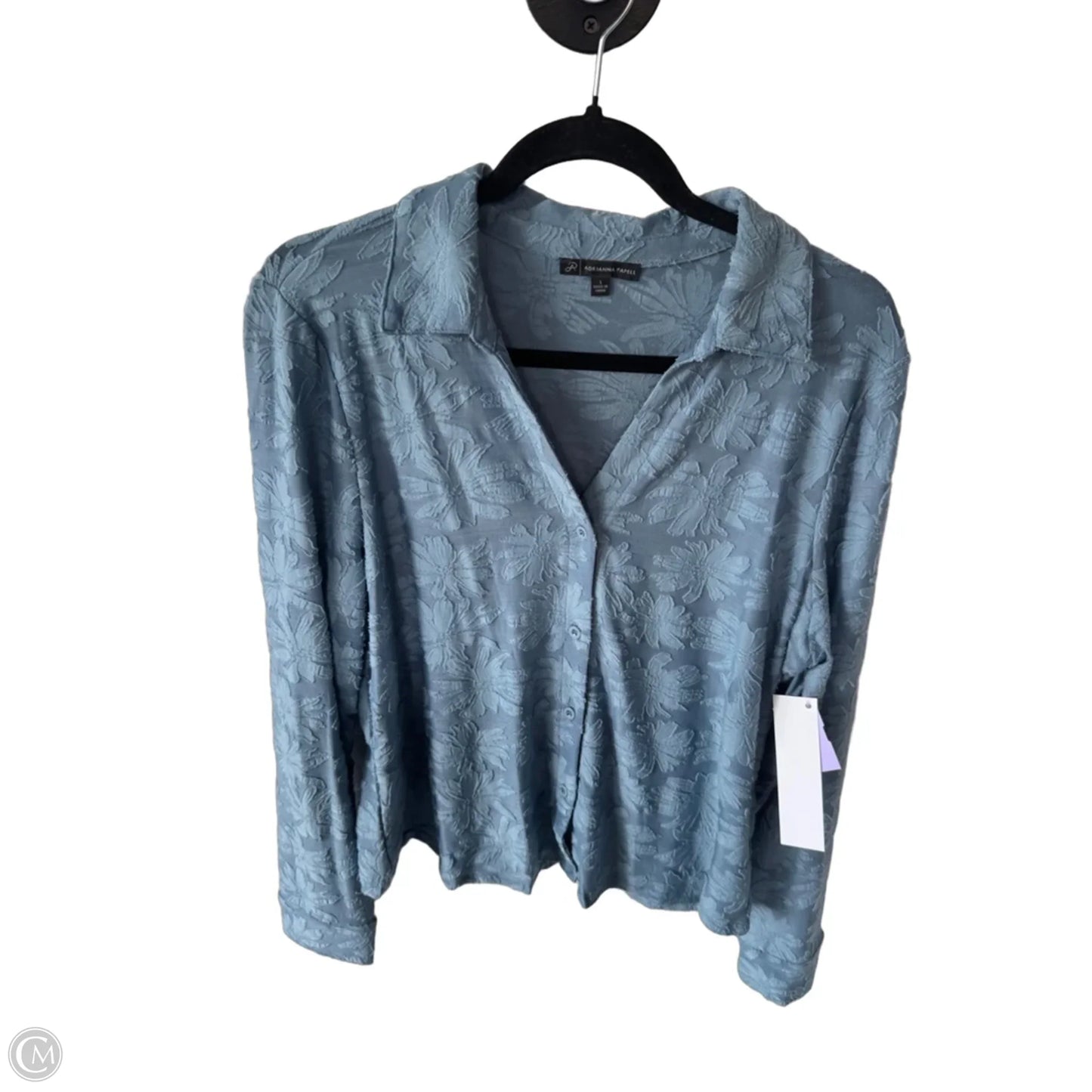 Top Long Sleeve By Adrianna Papell In Blue, Size: L