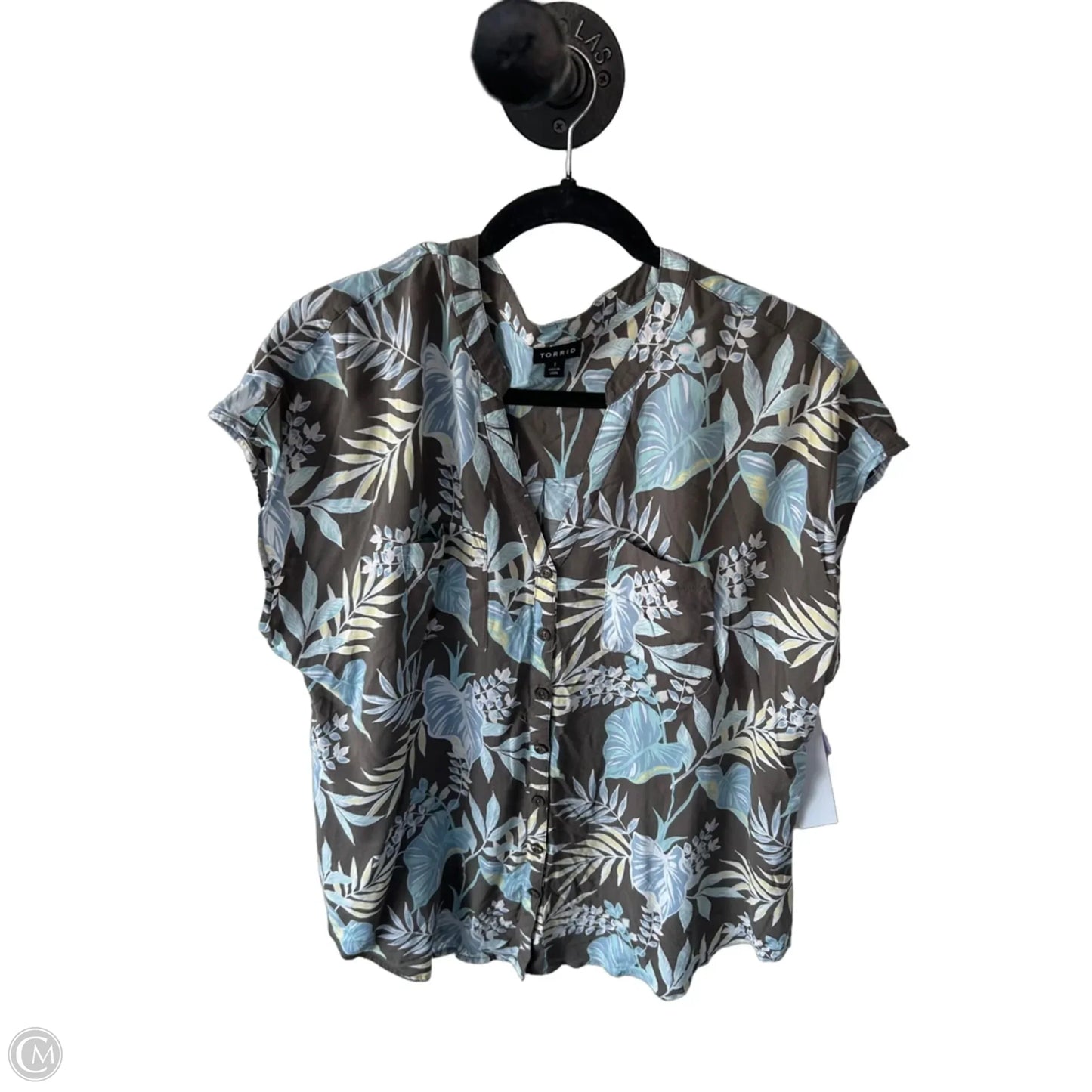 Top Short Sleeve By Torrid In Blue & Brown, Size: 1x