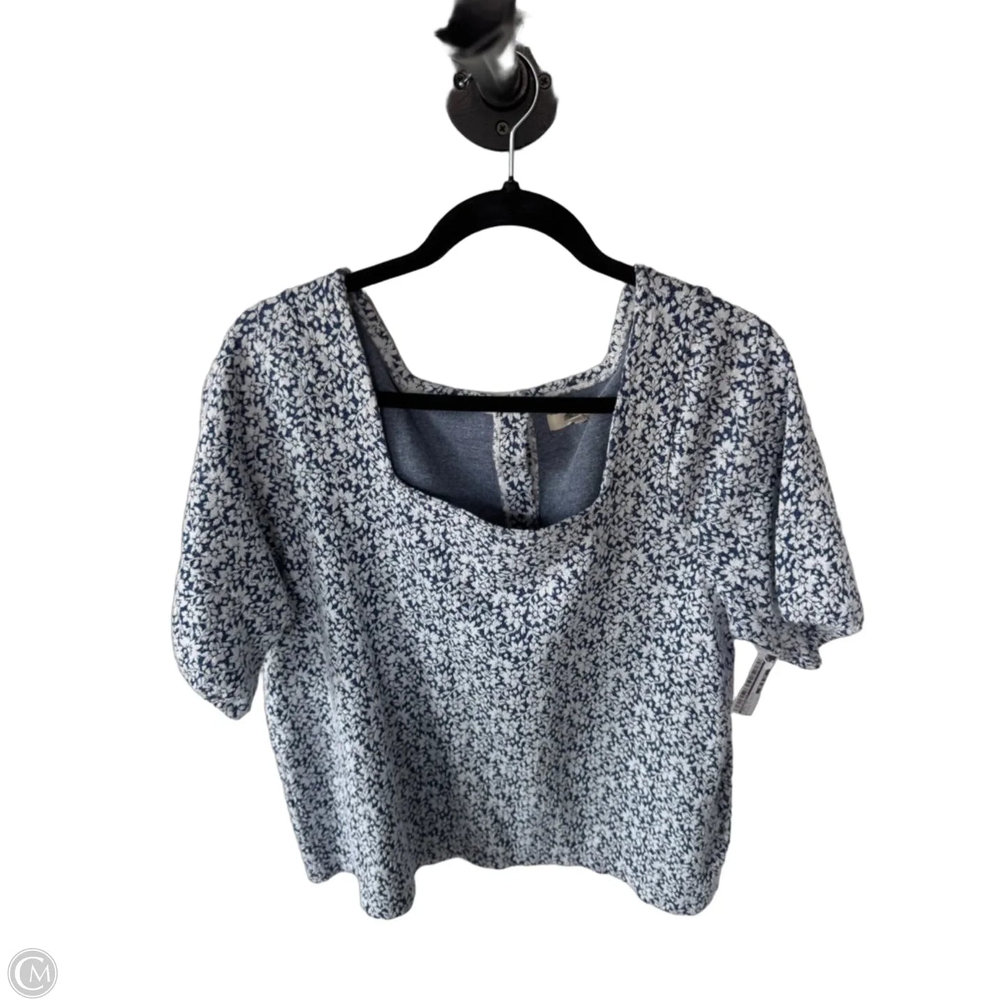Top Short Sleeve By Madewell In Blue & White, Size: L