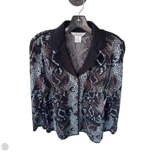 Blazer By Misook In Black & Blue, Size: L