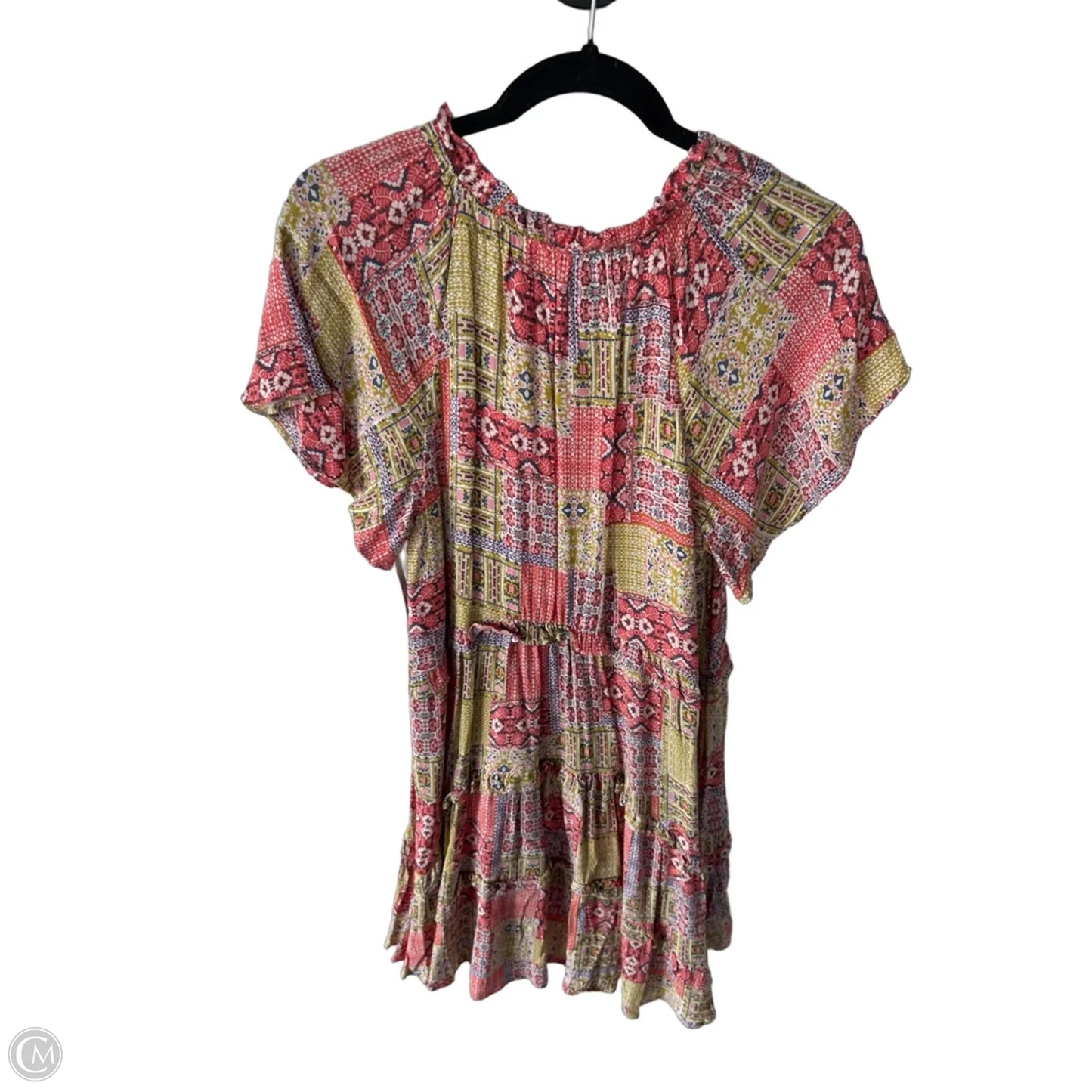 Dress Casual Short By Anthropologie In Green & Pink, Size: S