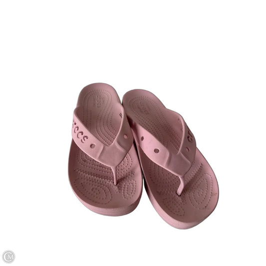 Sandals Flip Flops By Crocs In Pink, Size: 8